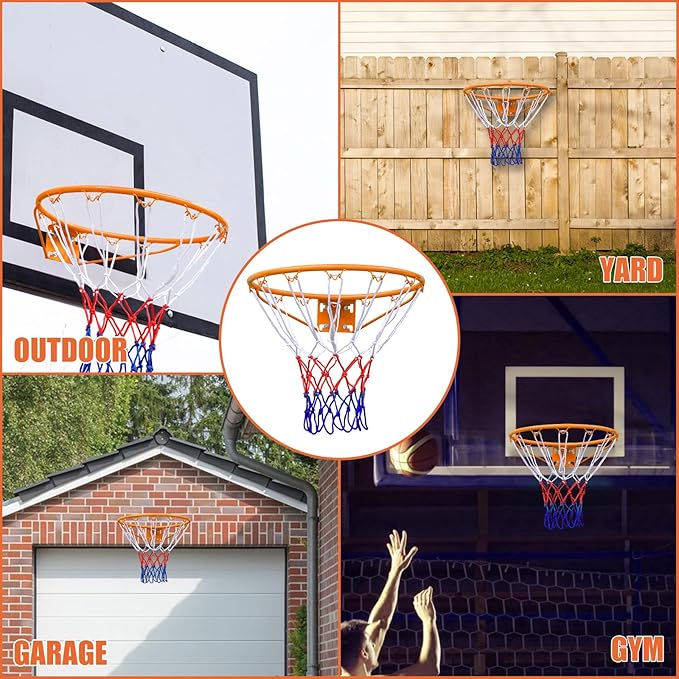 Basketball Rim Goal 18 ", Replacement Basketball Rim Goal Hoop Net for Indoor Outdoor