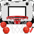 Indoor Mini Basketball Hoop Set, Upgrade Wall Mount Basketball Hoop for Wall Yard Outdoor, Over Door Room Hoops Game with 4 Balls Shatter Resistant Backboard -Complete Accessories Included