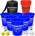 BucketBall | Team Color Edition | Combo Pack (Navy Blue/Orange): Original Yard Pong Game: Best Camping, Beach, Lawn, Outdoor, Family, Adult, Tailgate, Jumbo, Giant Game