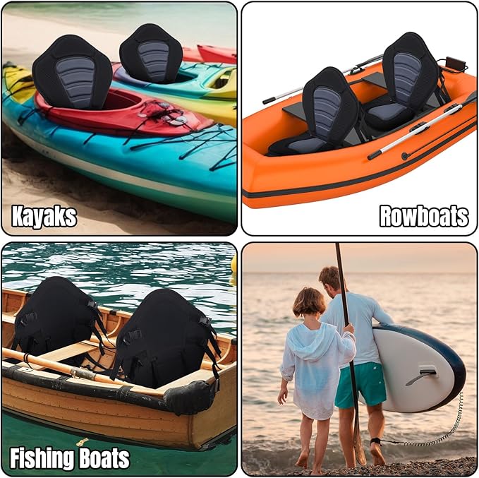 Kayak Seat with Back Support, Thickened Padded Deluxe Canoe Seat with Adjustable Straps Accessory for Kayaking Canoeing Rafting Fishing