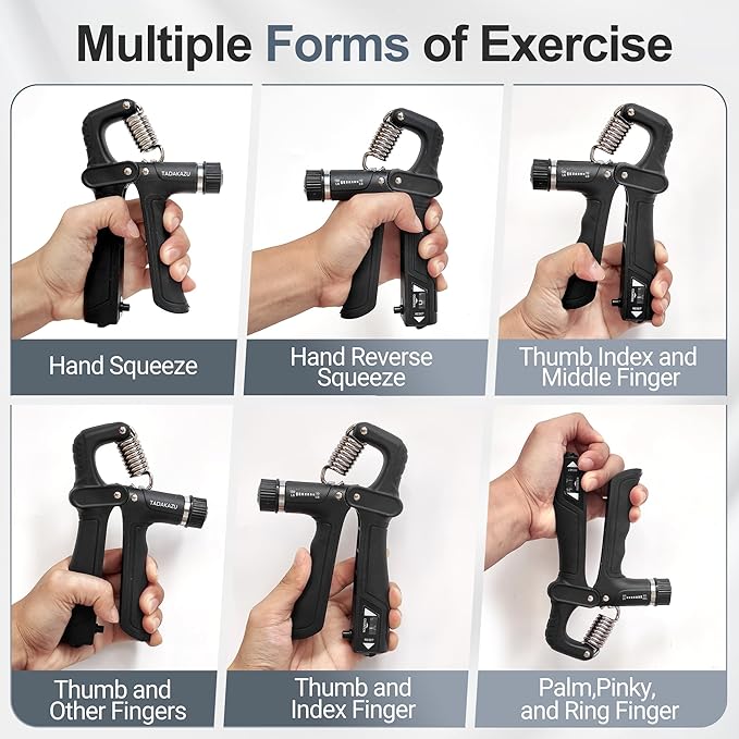 WATMAID Grip Strength Trainer Kits (5 Pack), Forearm Strengthener with Adjustable Resistance, Grip Strength Tester, Finger Strengthener, Hand Gripper Strengthener for Muscle Building Injury Recover