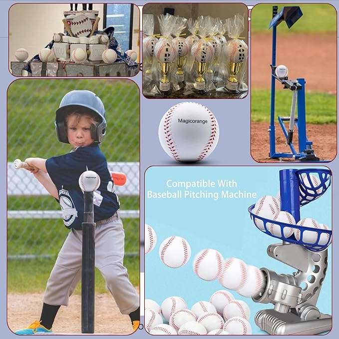 Magicorange Baseball, 12 Pack Training Baseballs Unmarked Practice Rubber Core Baseballs for Hitting, Soft Toss, Batting, Fielding, Pitching