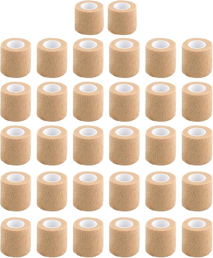 32 Rolls Self Adhesive Bandage Wrap 2 inch Cohesive Bandage Wrap Stretch Bandages Wraps Tape Skin Elastic Self-Adherent Tape for Wrist Ankle Sports Swelling Sprains