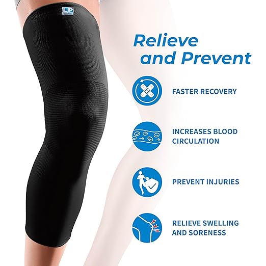 LP SUPPORT 667 Compression Sleeve Leg Full Length for Sports, Cycling, Running, Basketball, for Men Women (Black, S, 1pcs)