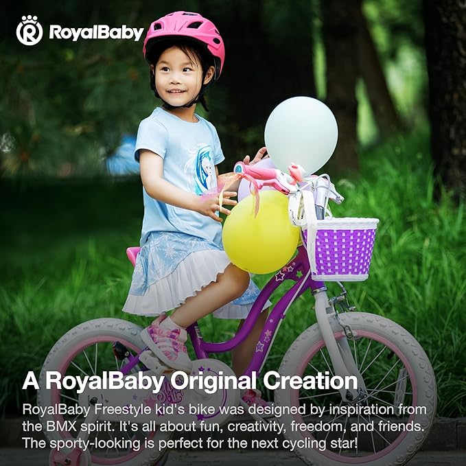 RoyalBaby Girls Bike EZ Bike Stargirl Training Free Balance to Pedal Easy Learning Bicycle, 12-20 Inch for Toddlers & Big Kids.