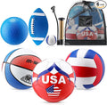 6 Pcs Multi Sport Ball Set Official Size Football, Basketball, Soccer, Volleyball, Playground Ball, Baseball with Equipment Bag Pump for Teen Adult Sport Gift Back to School