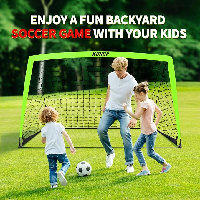 2 Pack Kids Soccer Goal for Backyard Set 6x4FT Portable Pop Up Soccer Net Training Equipment with Soccer Ball, Training Dice Mat, Cones and Carry Bag for Youth Toddler Teams Indoor Outdoor Sport Game