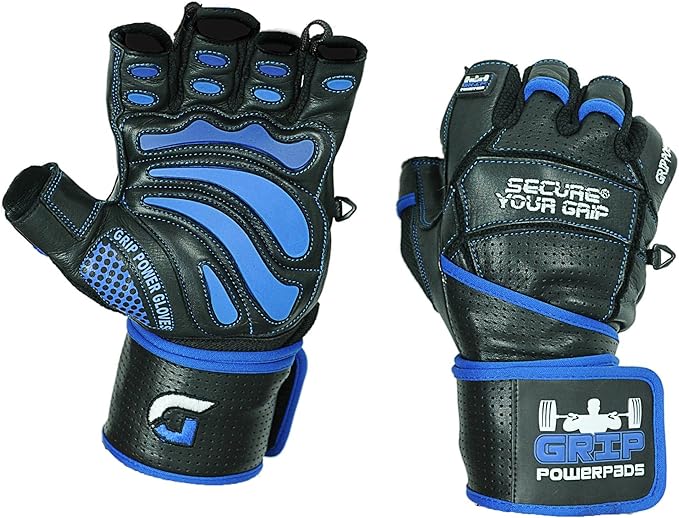 Elite Leather Gym Gloves with Built in 2" Wide Wrist Wraps Grip & Design for Weightlifting Power Lifting Bodybuilding & Strength Training Workout Exercises, Size : Medium