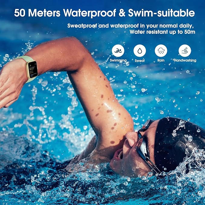 Smart Watch, Fitness Tracker, Heart Rate Monitor, Blood Oxygen, Sleep Tracking Fitness Watch 5ATM Waterproof Smartwatch for Men Women Pedometer Compatible with Android iOS