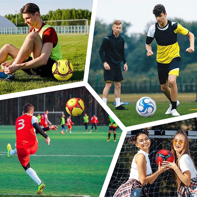 18 Pcs Soccer Balls Football with 4 Pumps Sports Soccer Balls Official Size Soccer Indoor Outdoor Soccer for Child Teens Adult Players Game Training Back to School Gift