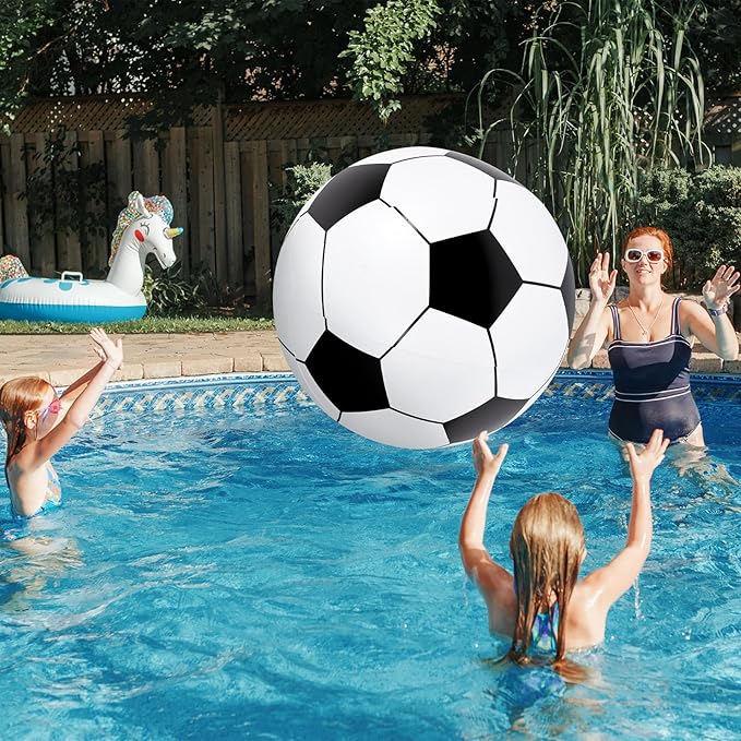 Lewtemi Giant Inflatable Sports Balls Large Inflatable Beach Ball Baseballs Soccer Rainbow Basketball Football for Sport Birthday Party Favor(2 Pcs,Soccer, Football,27 Inch)