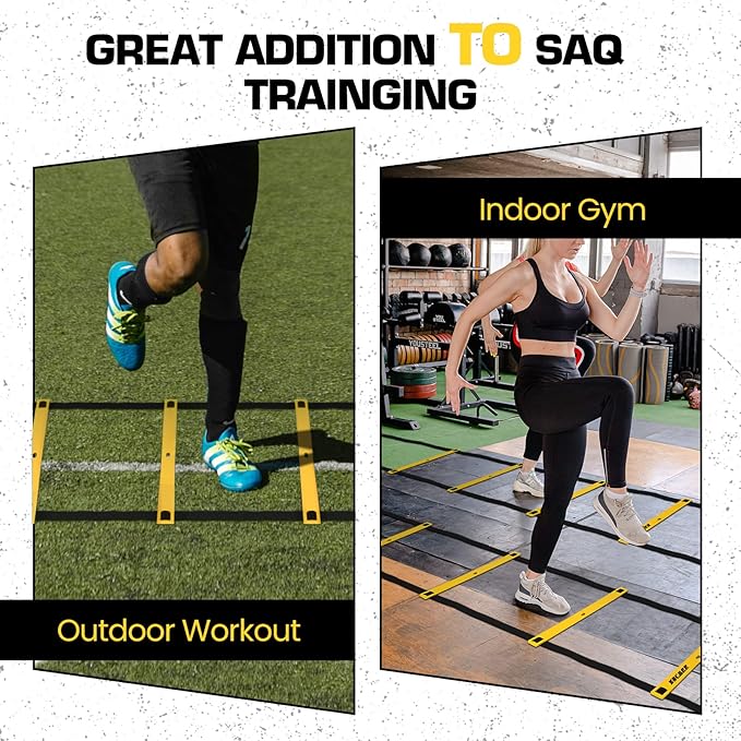 ZNCMRR Agility Ladder Speed Training Equipment Set, 20Ft Adjustable 12 Rung Workout Ladder, Running Speed Parachute and 10 Disc Cones for Football, Basketball, Baseball and Footwork Skills Training