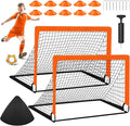 Soccer Goals for Backyard Set, 2 of 4×3 ft Orange Portable Soccer Goal Training Equipment for Games and Training for Backyard for Teens, Comes with Inflator, Soccer Ball, Football Cone