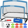 6x4FT Kids Soccer Goal for Backyard Set Portable Soccer Goal with Ball Pump and Cones Soccer Net Set of 2 Training Equipment Outdoor Sports Gift