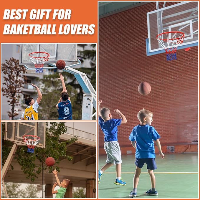 Basketball Rim Goal 18 ", Replacement Basketball Rim Goal Hoop Net for Indoor Outdoor