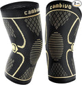 CAMBIVO 2 Pack Copper Knee Braces for Knee Pain, Knee Compression Sleeve for Men and Women, Knee Support for Meniscus Tear, Running, Weightlifting, Workout, ACL, Arthritis, Joint Pain Relief (Gold, Small)