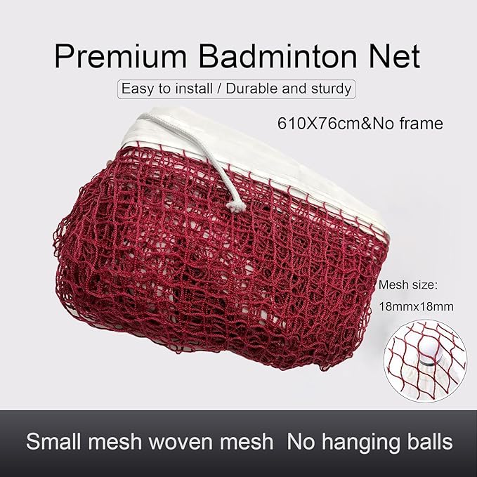 Outdoor Replacement Badminton Net, Indoor Standard Regulation Badminton Court Netting Only, for Backyard Beach Garden,20 FT x 2.5 FT