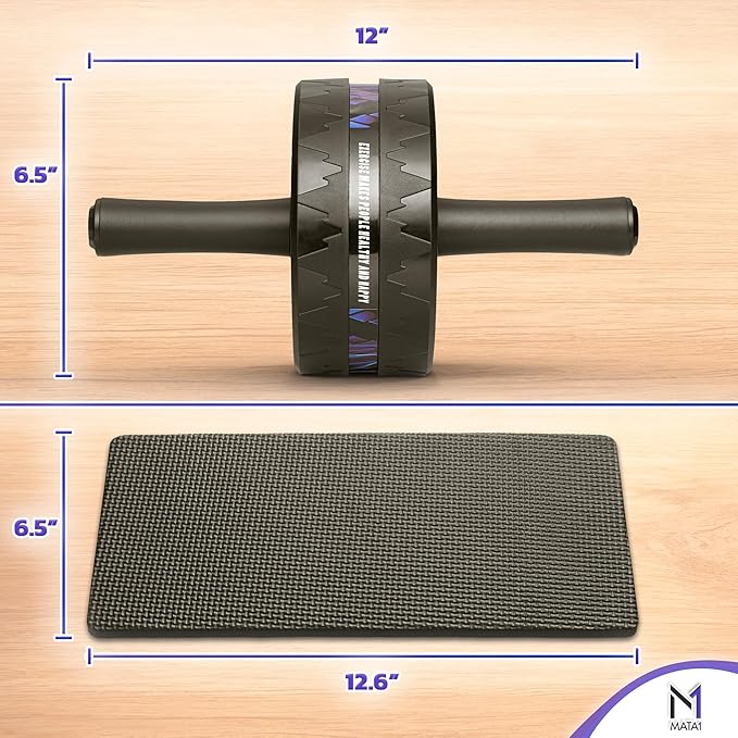 Ab Roller Wheel, Abs Workout Machine, Perfect for Core & Abdominal Strength Training, Exercise Wheels for Home Gym w/Knee Pad, Fitness Equipment for Sports