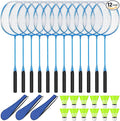 12 Pack Badminton Rackets Set Including Rackets, Nylon Shuttlecocks and Carry Bag for Outdoor Backyard Games Beginners
