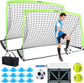 2 Pack Kids Soccer Goal for Backyard Set 6x4FT Portable Pop Up Soccer Net Training Equipment with Soccer Ball, Training Dice Mat, Cones and Carry Bag for Youth Toddler Teams Indoor Outdoor Sport Game