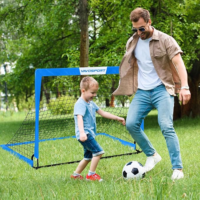 Kids Soccer Goals for Backyard Set - 2 of 4' x 3' Portable Soccer Goal Training Equipment, Pop Up Toddler Soccer Net with Soccer Ball, Soccer Set for Kids, Youth Outdoor Games, Sports, Play