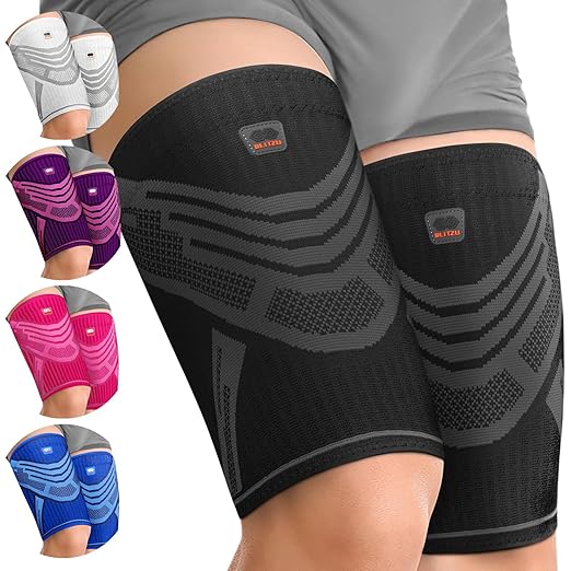 Hamstring Compression Sleeve, Thigh Compression Sleeve for Women and Men, Upper Leg Brace for Groin, Sciatica & Quad Tendonitis, Wrap Support for Recovery, Running, Sports and Workout Black XL