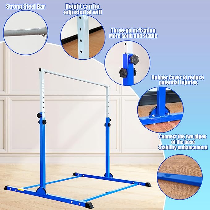 MARFULA Gymnastic Bar for Kids Gymnastic Kip Bar Horizontal Bar Gymnastic Training Equipment for Kids 3-15 Years Home and Club Use