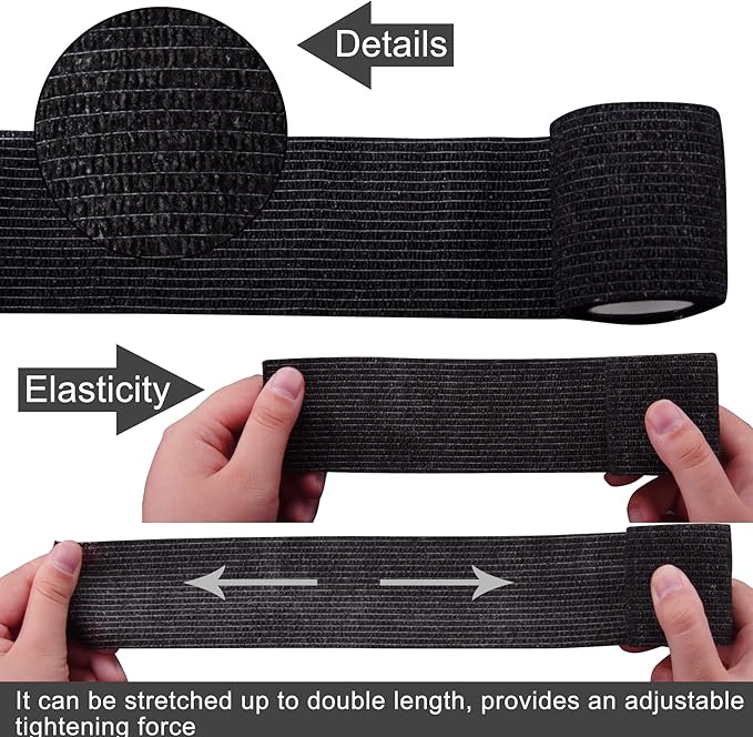 BQTQ 120 Rolls Self Adhesive 2 Inch Black Self Adherent Wrap Tape Sticky Bandage Athletic Wrap for Sports & Vet Wrist & Ankle Sprains