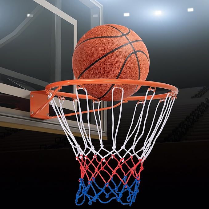Goplus 18’’/15’’ Replacement Basketball Rim, Wall Door Mounted Basketball Hoop with All Weather Net, Indoor Outdoor Hanging Basketball Rim Goal Outside