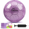 Size 3 4 5 Glitter Pink Gold Purple Soccer Ball Set with Pump Toddler Soccer Ball for Kids Aged 3-6 6-8 8-12 Outdoor Training Ball Youth Practice for Teens Children Boys Girls