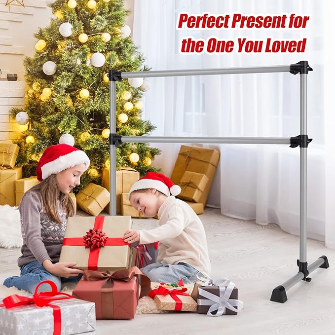 GOFLAME 4FT Ballet Barre Portable, Freestanding Double Ballet Barre Height Adjustable with Anti Slip Base, Heavy Duty Stretch Dance Bar for Home Workout