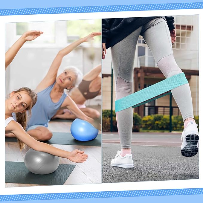 Poen Home Pilates Kit for Women Pilates Equipment Ring and Ball Set with Stretching Strap 8 Resistance Bands Non Slip Socks Gym Back Bags Exercise Equipment for Workout