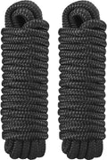2 Pack 3/4" x 30' Dock Lines - Marine Grade Nylon Boat Rope with 18" Loop for Docking and Mooring - Double Braided Boat Lines, High Strength, Easy Handling, Heavy Duty, Fray Resistant - Black