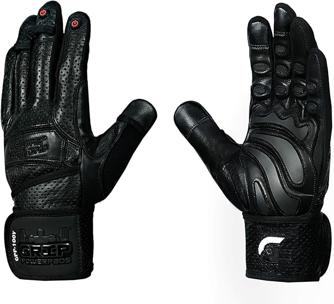 Elite Leather Gym Gloves with Built in 2" Wide Wrist Wraps Grip & Design for Weightlifting Power Lifting Bodybuilding & Strength Training Workout Exercises, Size : Large