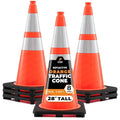 Xpose Safety 28 Inch Orange Traffic Cones with 6" & 4" Collar, 8-Pack - Multipurpose PVC Plastic Safety Cone for Parking, Soccer, Caution, Kids and Construction - DOT Approved