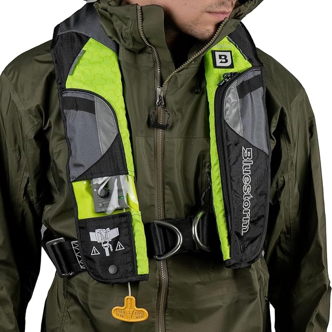 BLUESTORM Stratus 35 Inflatable Life Jacket PFD for Adults | US Coast Guard (USCG) Approved Automatic Self Inflating Life Vest Preserver with Manual Ripcord