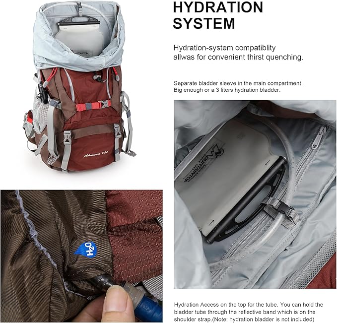MOUNTAINTOP 70L Internal Frame Backpack Camping Backpacking Hiking Backpack for Men Women with Rain Cover