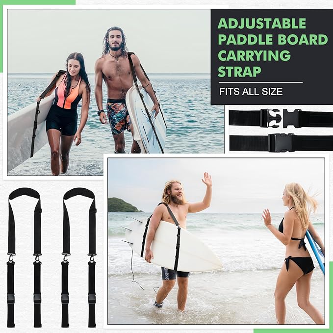 Sanwuta 2 Pack Adjustable Sup Kayak Paddle Board Accessories Surfboard Shoulder Carry Straps for Women and Men
