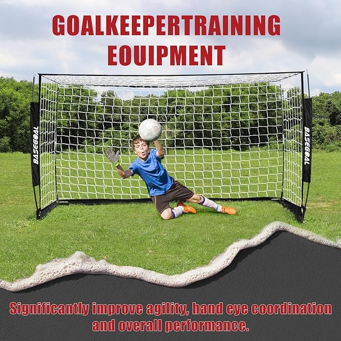 Soccer Goal,Soccer Net,Soccer Goals for Backyard,with Bow Frame,Collapsible Metal Base and Agility Ladder