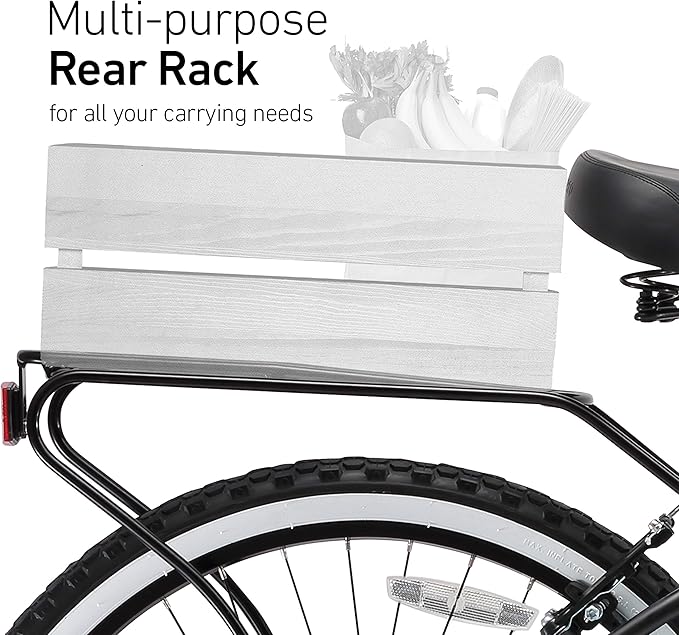 sixthreezero Around The Block Men's Beach Cruiser Bike, Hybrid Bicycle with Rear Rack