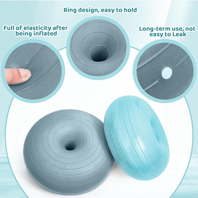 Lewtemi 6 Pcs Flexible Seating for Classroom Elementary 20 Inch Yoga Ball Chairs Large Inflatable Donut Exercise Ball Chair Stability Balance Trainer with Inflator for Kids Student(Morandi Color)