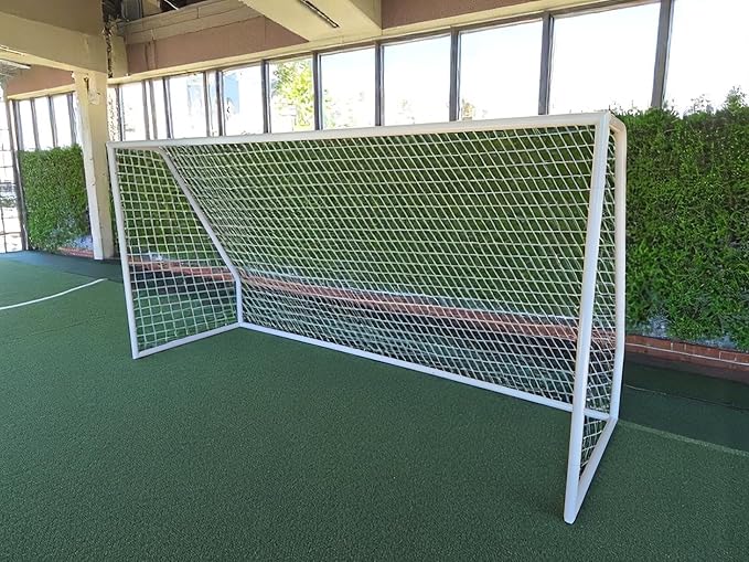 PASS Premier® 12 X 6 Ft. Youth Size Steel Soccer Goal. 2" Diameter Strongest Steel Frame w/Durable 4mm Net, Ground Stakes, Elastic Clasp & Re-Usable Ties. 12x6 Ft. Practice Aid.