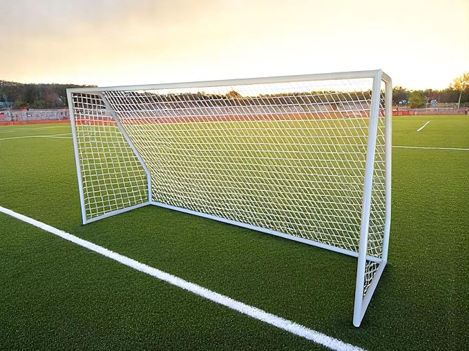 PASS Premier® 12 X 6 Ft. Youth Size Steel Soccer Goal. 2" Diameter Strongest Steel Frame w/Durable 4mm Net, Ground Stakes, Elastic Clasp & Re-Usable Ties. 12x6 Ft. Practice Aid.