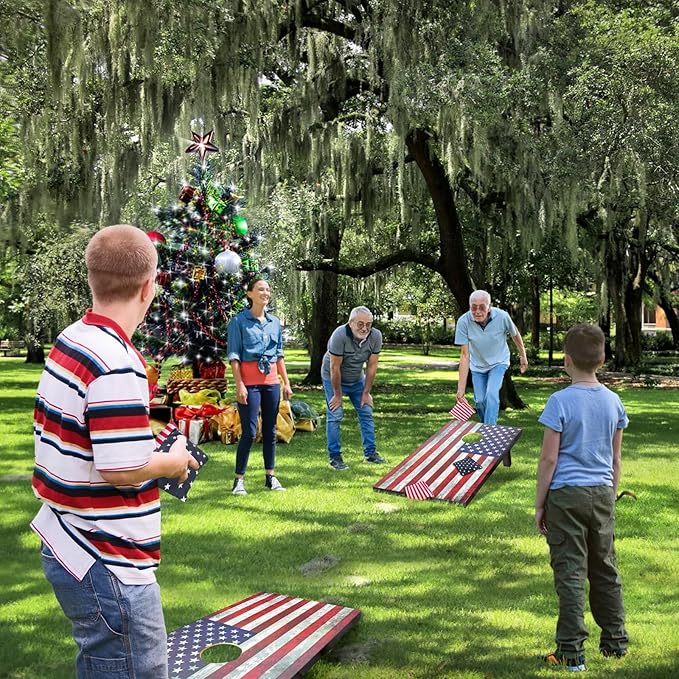 Cornhole Board Set 4x2 Regulation Size Billiards Table Style Cornhole Set with Carrying Bags & 8 Bean Bags Corn Hole Boards Bean Toss Games