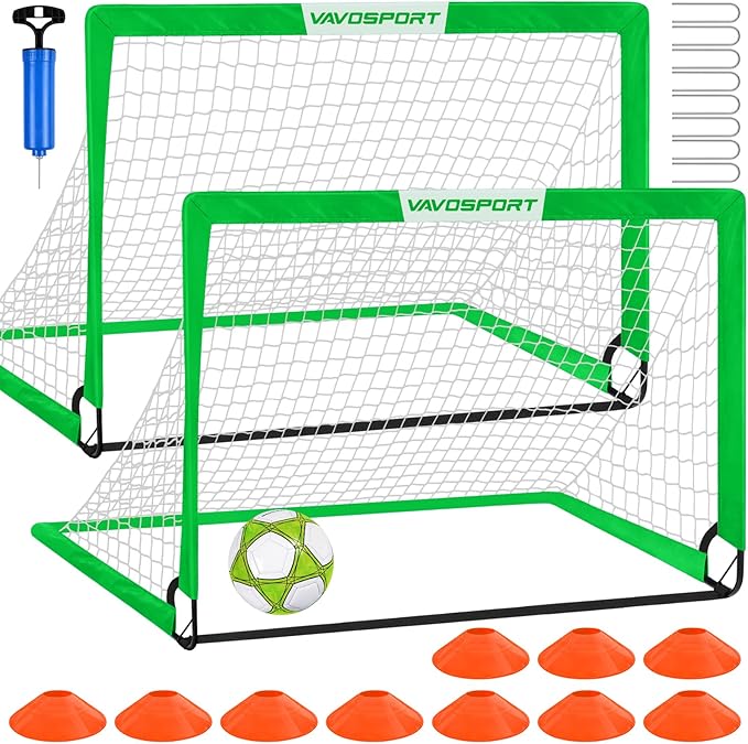 Kids Soccer Goals for Backyard Set - 2 of 4' x 3' Portable Soccer Goal Training Equipment, Pop Up Toddler Soccer Net with Soccer Ball, Soccer Set for Kids, Youth Outdoor Games, Sports, Play
