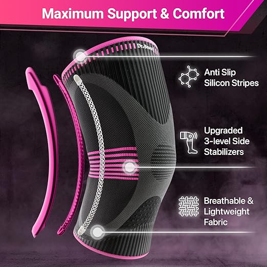 DR. BRACE ELITE Knee Brace with Size Stabilizer (2 Pack) Knee Brace for Women & Men, Workout, Sports, Daily Knee Compression Sleeve for Maximum Knee Pain Support & Fast Recovery (Orion, Small)