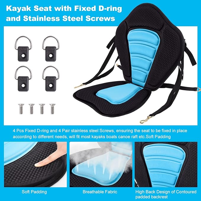 CAMULAND Paddleboard Seat, Kayak Accessories Chair for Paddle Board Fishing Sup Adjustable Cushion with Back Support for Sit On Top Boat Rafting Padded Seats Behind