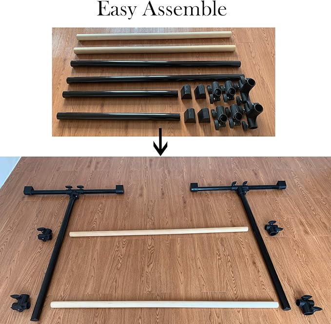 MARFULA 4 Ft Portable Wood Ballet Barre Ballet Bar Dance Barre Freestanding with Carry Bag
