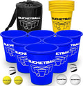BucketBall | Team Color Edition | Combo Pack (Navy Blue/Yellow): Original Yard Pong Game: Best Camping, Beach, Lawn, Outdoor, Family, Adult, Tailgate, Jumbo, Giant Game