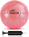 Size 3 4 5 Glitter Pink Gold Purple Soccer Ball Set with Pump Youth Soccer Ball for Kids Aged 4-6 6-8 8-12 Toddler Soccer Ball Soft Training Ball Practice for Teens Children Adults Boys Girls